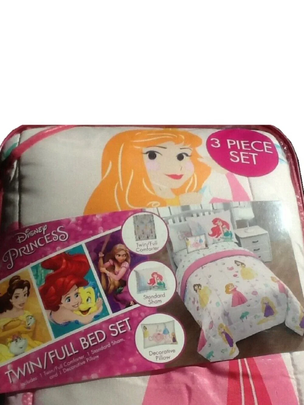 new 3-piece Disney Princesses Reversible 72 inch x 86 inch TWIN Comforter Set